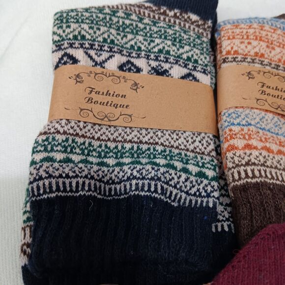 Men's Socks Lot of 5 Pairs Ethnic Style Retro Multi-Color Wool/Cotton/Polyester - Picture 2 of 6